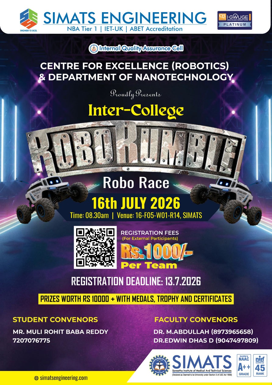 INTER-COLLEGE ROBO RUMBLE – ROBO RACE 2026 Technical Event Poster 